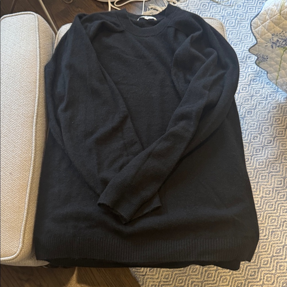 Tibi Black featherweight cashmere sweater